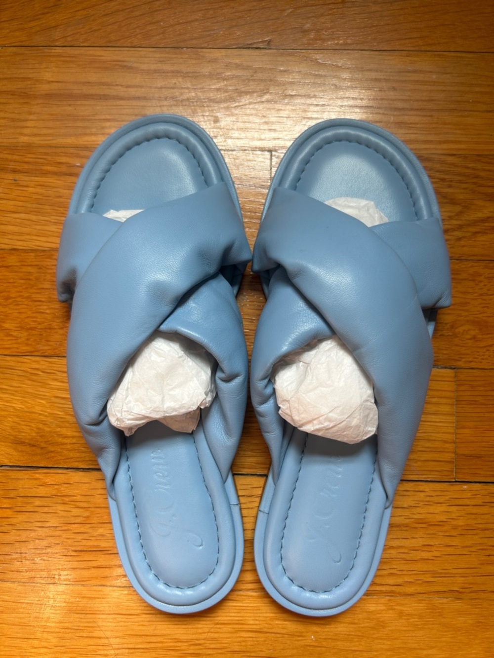 J. Crew New Powder Blue Padded Twist Slide Sandals